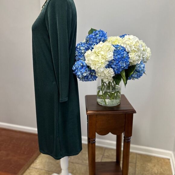 Michael Kors Green Sheath Dress Long Sleeve Crew Neck - Picture 4 of 8